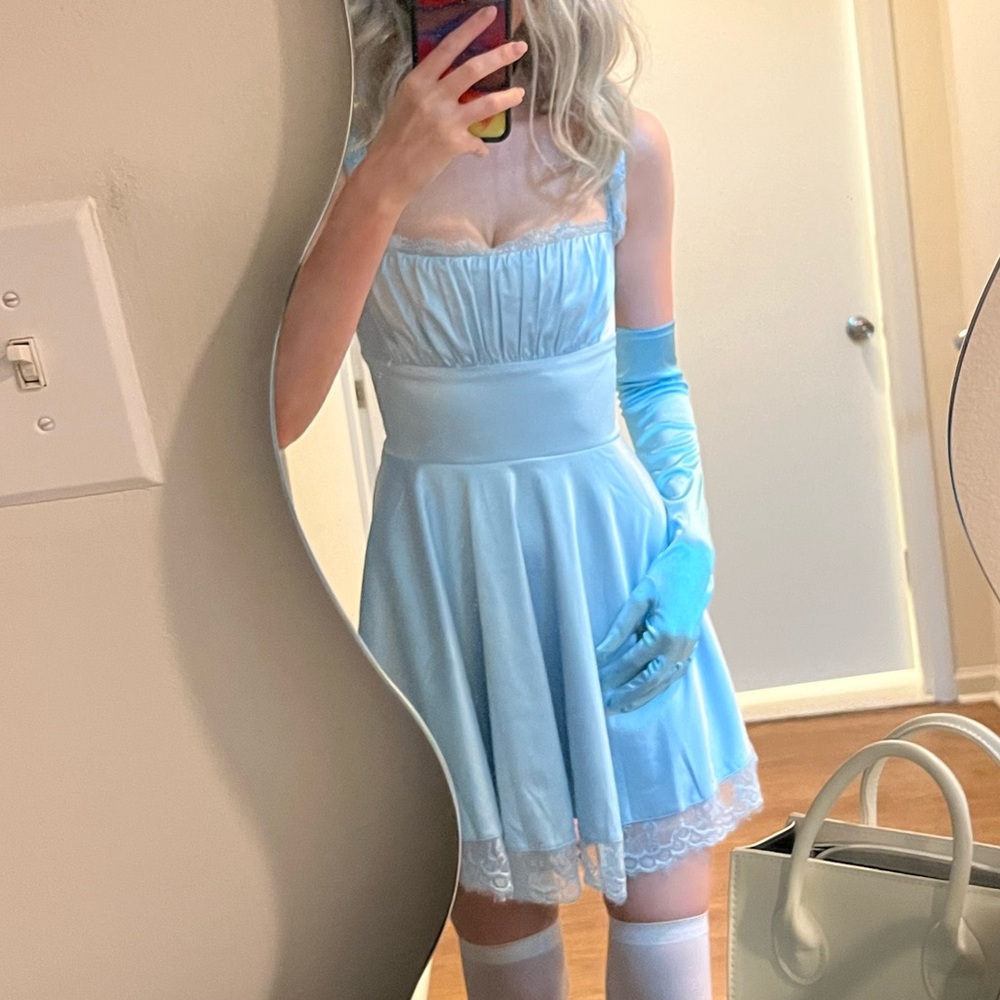 ✨ BUY 1 GET 1 FREE CLOTHING SALE ✨ Baby Blue Satin Dress